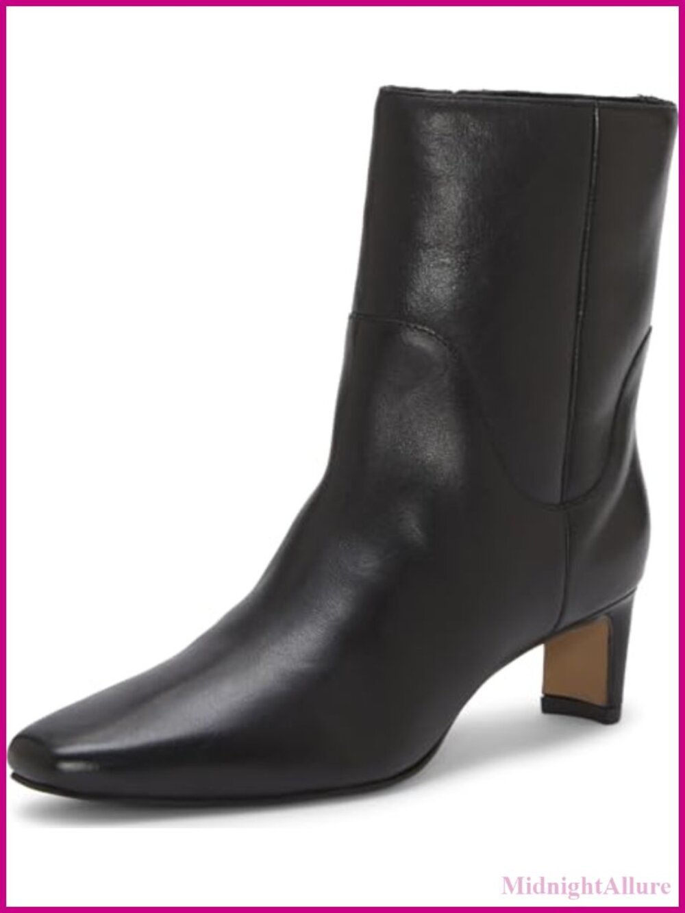 Nappa Leather Kitten Heel Ankle Bootie Almond Toe Casual Fall Boot